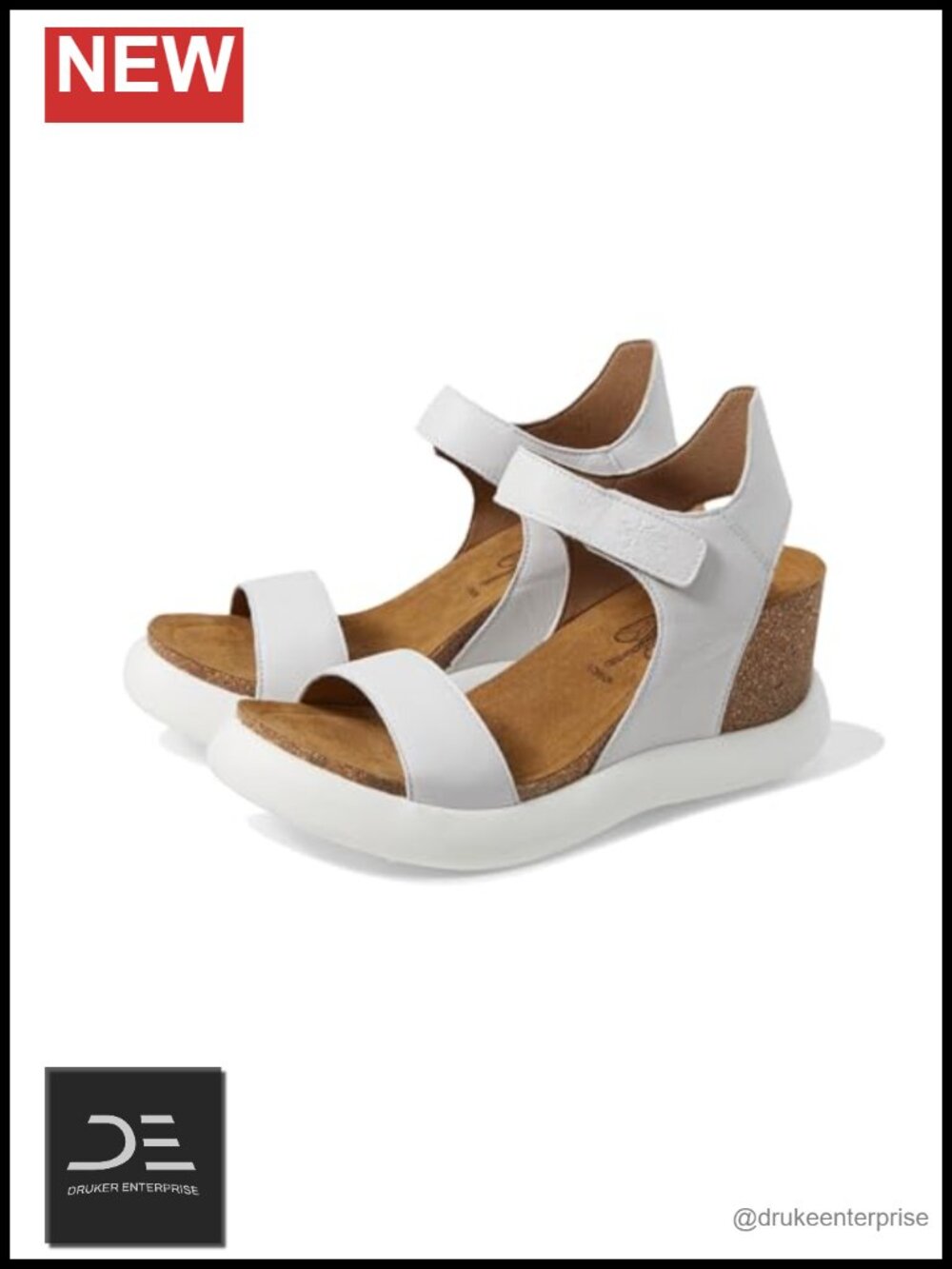 Comfortable Leather Wedge Sandals Hook-and-Loop Ankle Strap